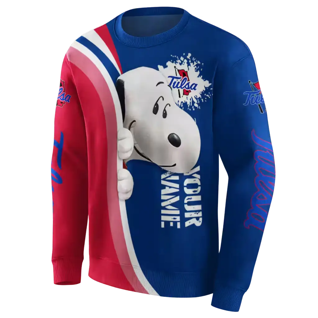 customized tulsa golden hurricane peeking snoopy blue hoodie new arrival customized tulsa golden hurricane peeking snoopy blue hoodie new arrival