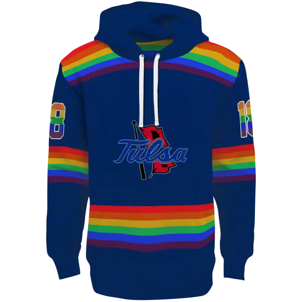 customized tulsa golden hurricane rainbow stripes blue hoodie best selling customized tulsa golden hurricane rainbow stripes blue hoodie best selling