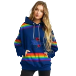 customized tulsa golden hurricane rainbow stripes blue hoodie best selling