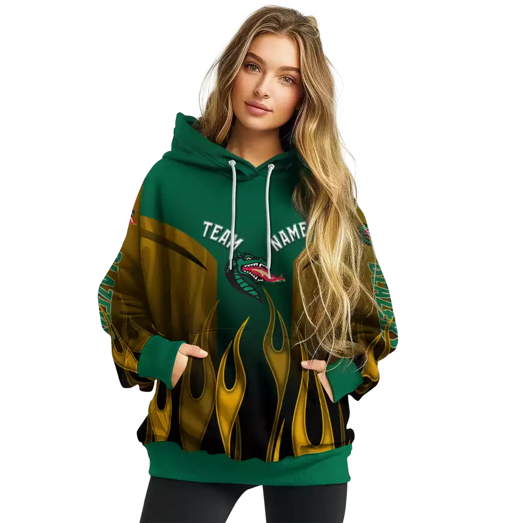 customized uab blazers flame design green hoodie high quality customized uab blazers flame design green hoodie high quality