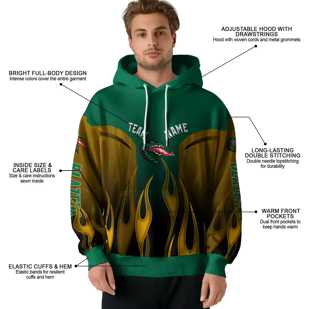 customized uab blazers flame design green hoodie latest model customized uab blazers flame design green hoodie latest model