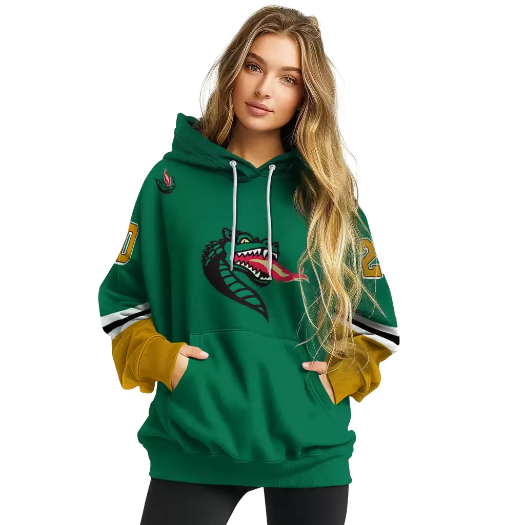 customized uab blazers striped sleeves green hoodie high quality customized uab blazers striped sleeves green hoodie high quality