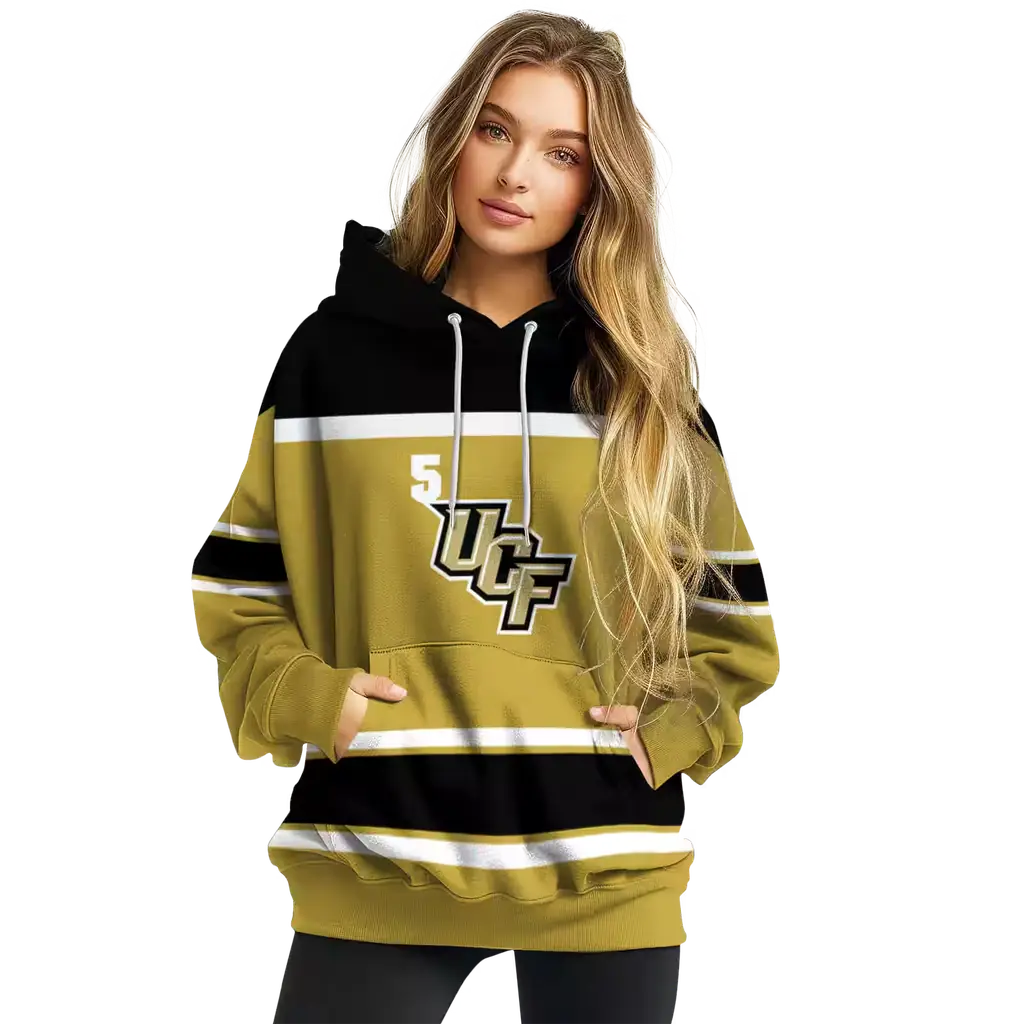 customized ucf knights striped pattern gold hoodie high quality customized ucf knights striped pattern gold hoodie high quality
