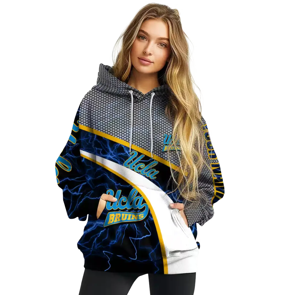 customized ucla bruins hexagonal mesh blue black gray hoodie high quality customized ucla bruins hexagonal mesh blue black gray hoodie high quality