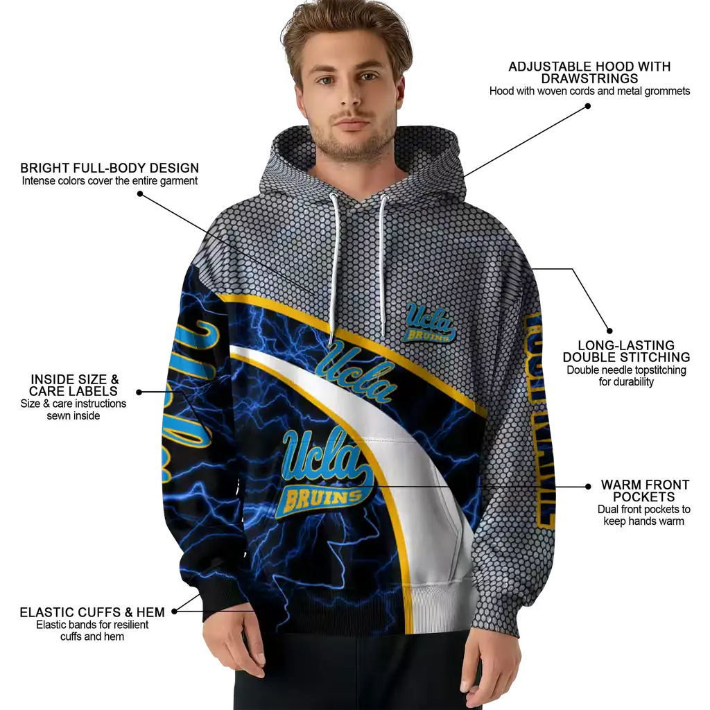 customized ucla bruins hexagonal mesh blue black gray hoodie latest model customized ucla bruins hexagonal mesh blue black gray hoodie latest model