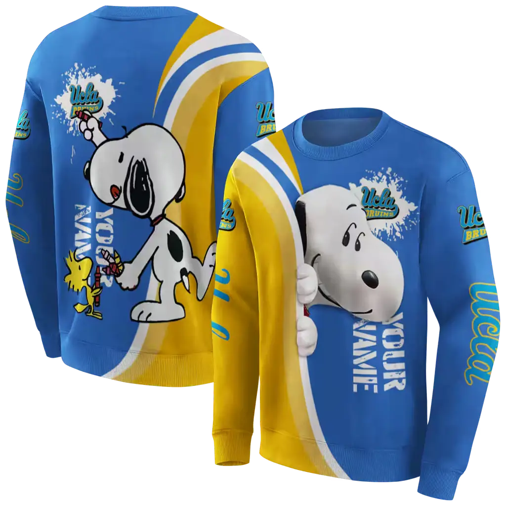 customized ucla bruins peeking snoopy blue hoodie premium grade customized ucla bruins peeking snoopy blue hoodie premium grade
