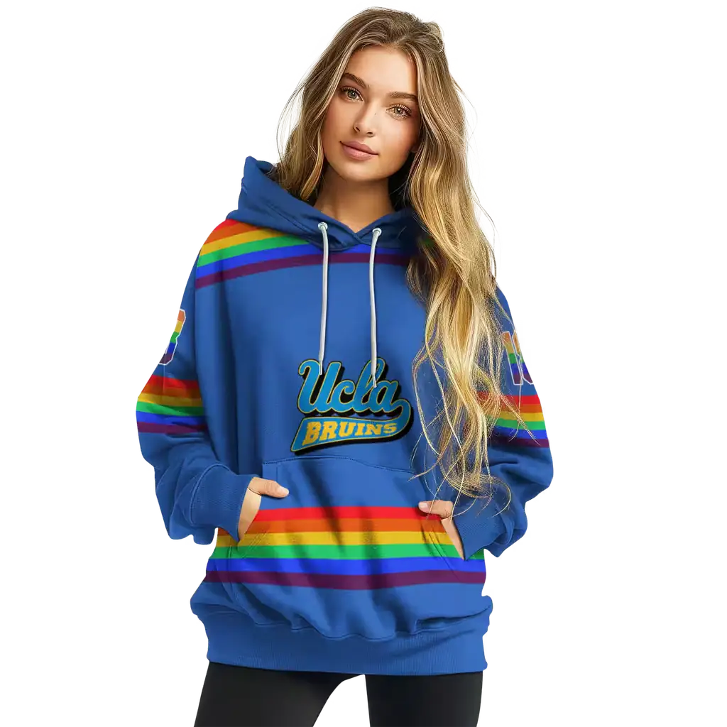customized ucla bruins rainbow stripes blue hoodie high quality customized ucla bruins rainbow stripes blue hoodie high quality