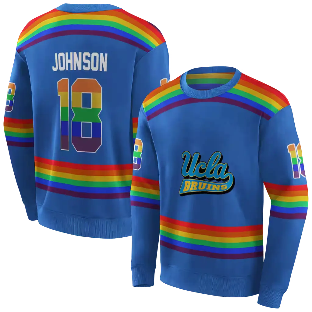 customized ucla bruins rainbow stripes blue hoodie premium grade customized ucla bruins rainbow stripes blue hoodie premium grade