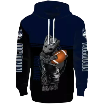 customized uconn huskies baby groot blue black hoodie best selling