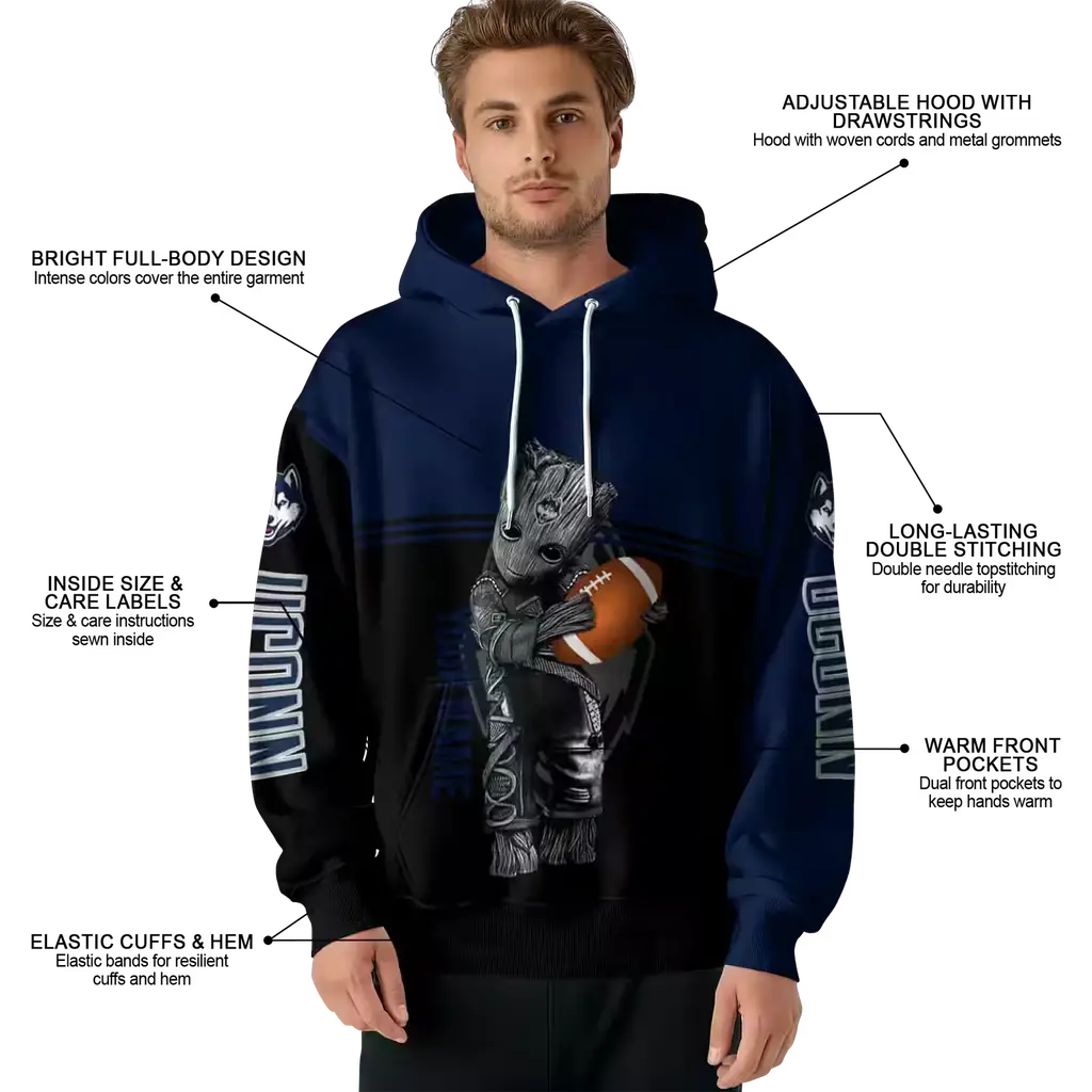 customized uconn huskies baby groot blue black hoodie latest model customized uconn huskies baby groot blue black hoodie latest model