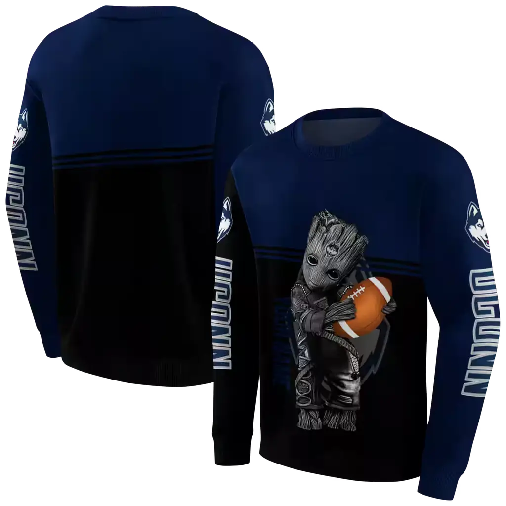 customized uconn huskies baby groot blue black hoodie premium grade customized uconn huskies baby groot blue black hoodie premium grade