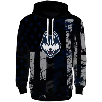 customized uconn huskies distressed flag blue black hoodie best selling