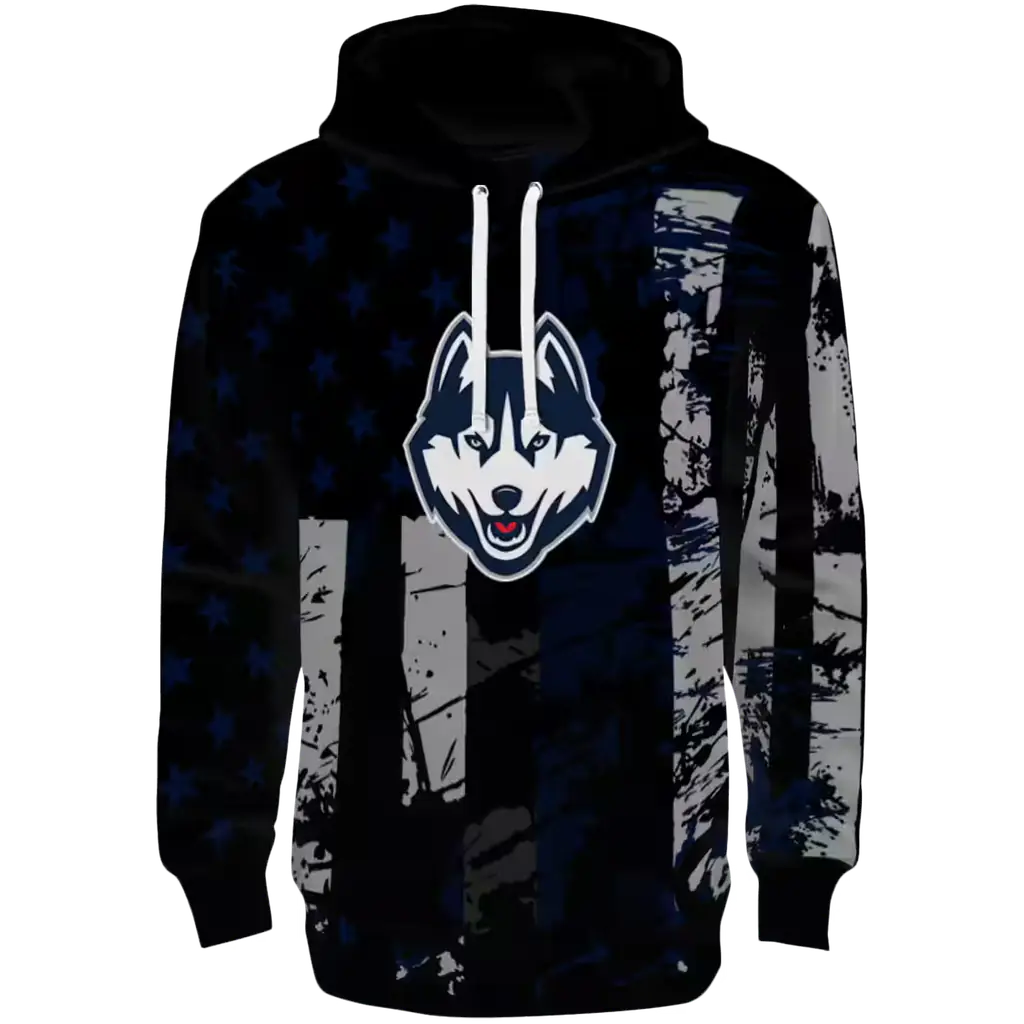 customized uconn huskies distressed flag blue black hoodie best selling customized uconn huskies distressed flag blue black hoodie best selling