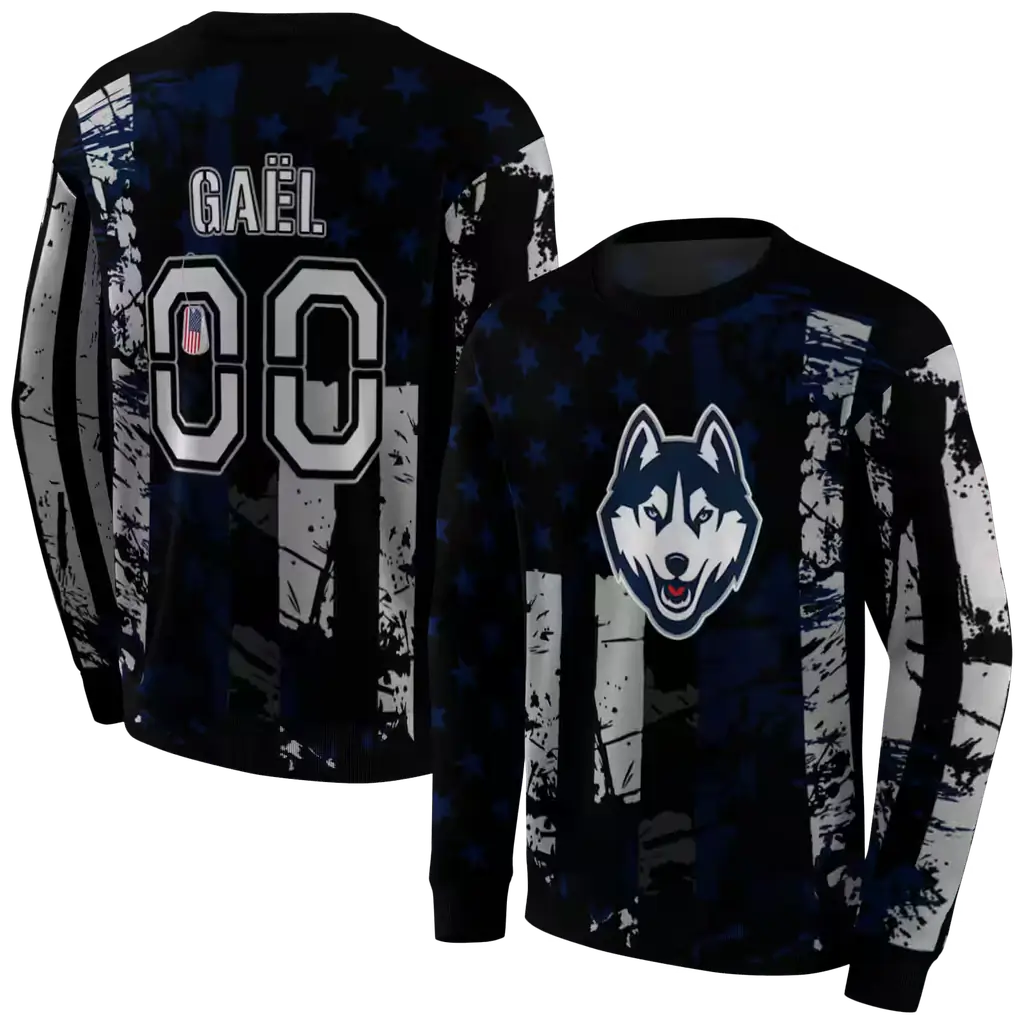 customized uconn huskies distressed flag blue black hoodie premium grade customized uconn huskies distressed flag blue black hoodie premium grade