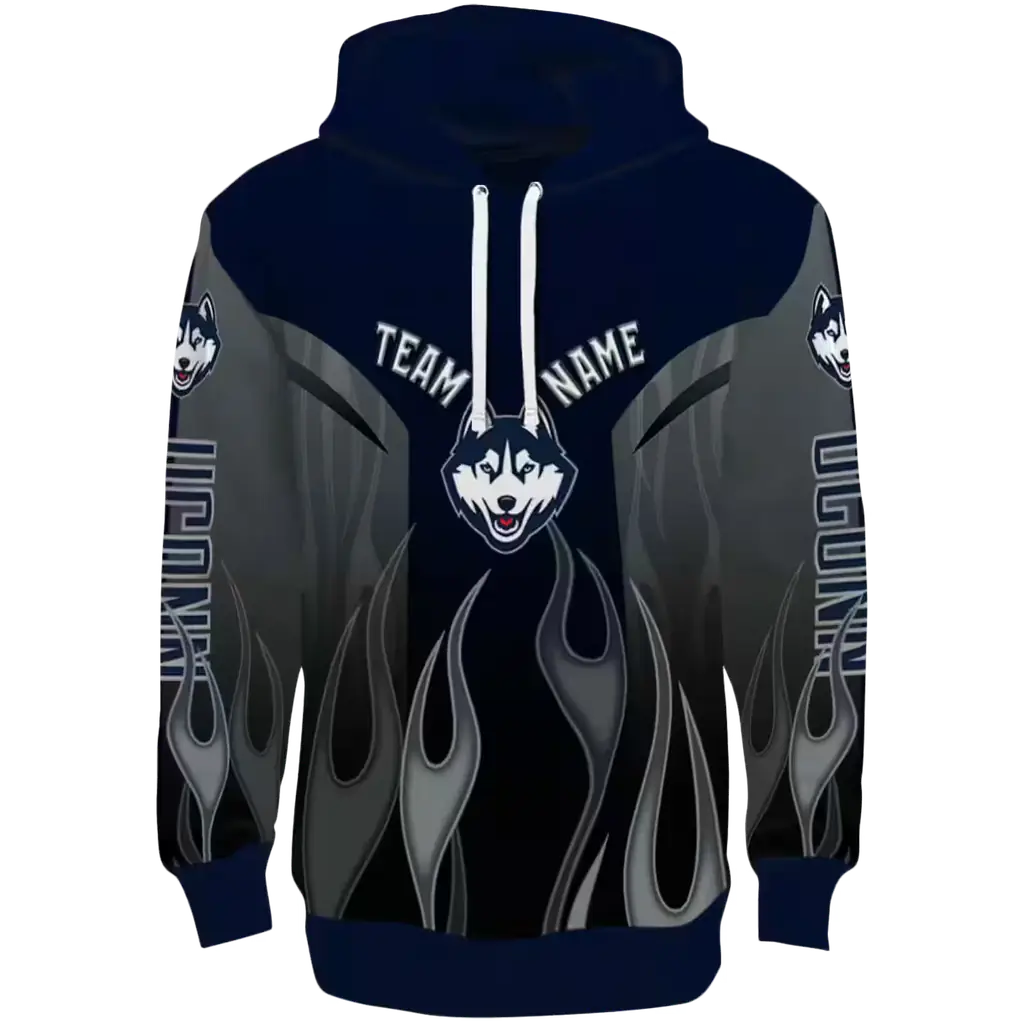 customized uconn huskies flame design blue hoodie best selling customized uconn huskies flame design blue hoodie best selling