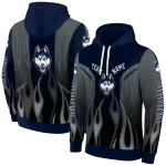 customized uconn huskies flame design blue hoodie best selling