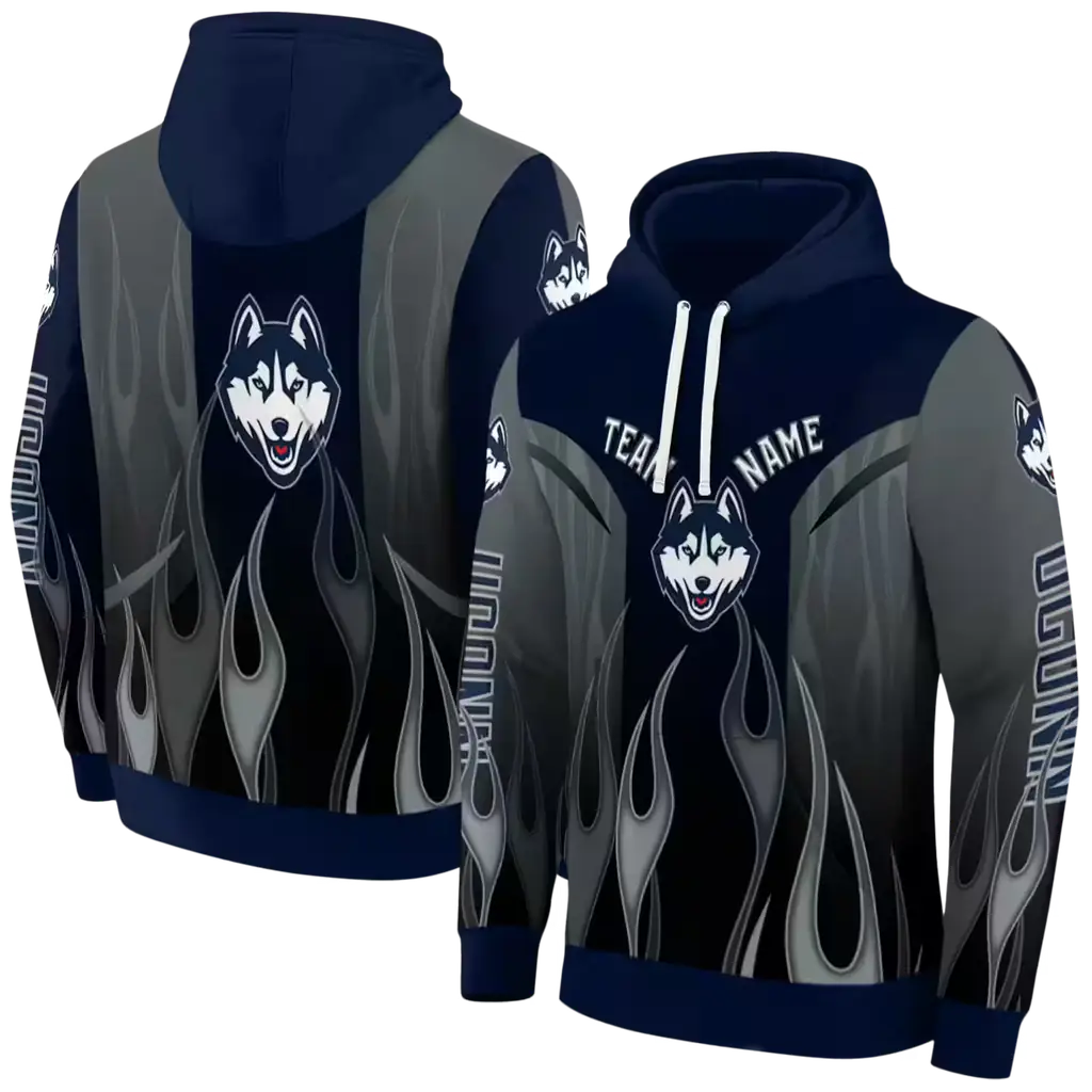 customized uconn huskies flame design blue hoodie fashion forward customized uconn huskies flame design blue hoodie fashion forward