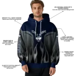 customized uconn huskies flame design blue hoodie best selling
