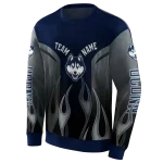 customized uconn huskies flame design blue hoodie best selling