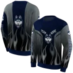 customized uconn huskies flame design blue hoodie best selling