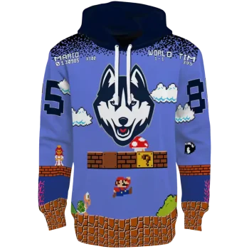 customized uconn huskies mario blue black hoodie best selling