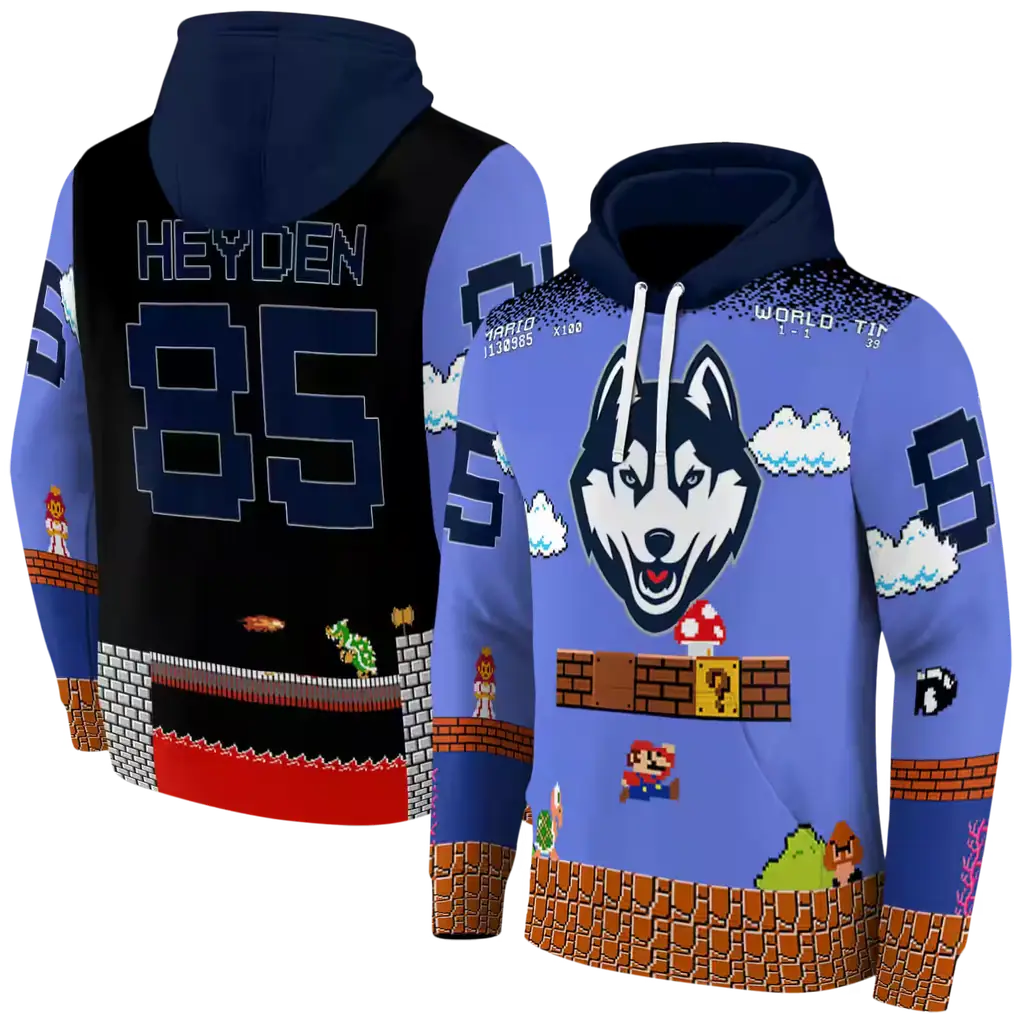 customized uconn huskies mario blue black hoodie fashion forward customized uconn huskies mario blue black hoodie fashion forward