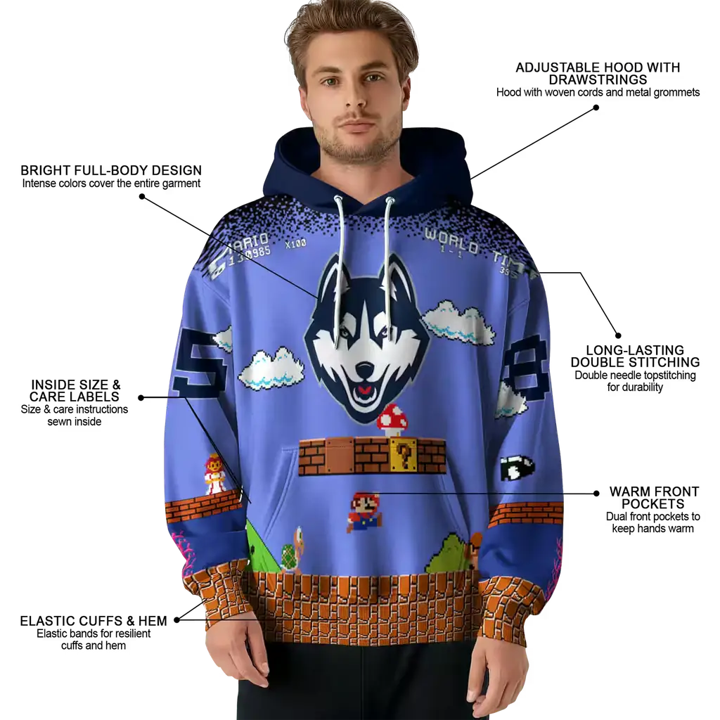 customized uconn huskies mario blue black hoodie latest model customized uconn huskies mario blue black hoodie latest model