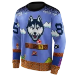customized uconn huskies mario blue black hoodie best selling