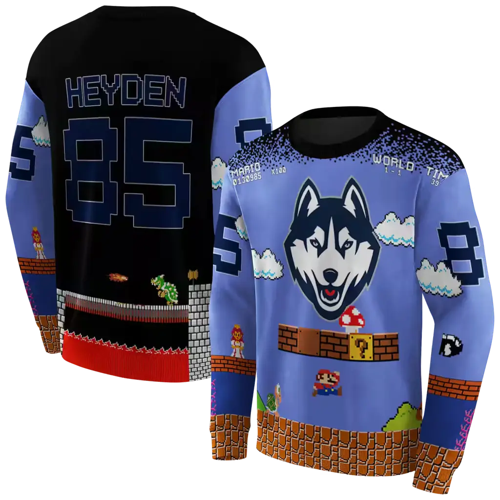 customized uconn huskies mario blue black hoodie premium grade customized uconn huskies mario blue black hoodie premium grade