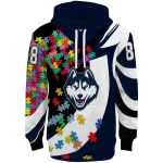 customized uconn huskies puzzle pieces blue hoodie best selling