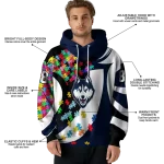 customized uconn huskies puzzle pieces blue hoodie best selling
