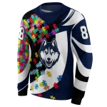 customized uconn huskies puzzle pieces blue hoodie best selling