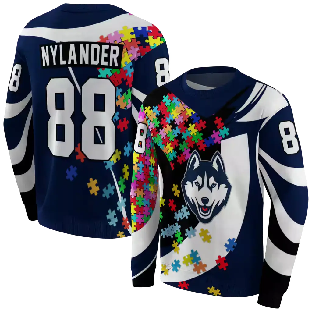 customized uconn huskies puzzle pieces blue hoodie premium grade customized uconn huskies puzzle pieces blue hoodie premium grade