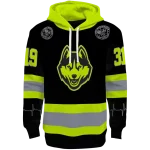 customized uconn huskies safety motif black neon green hoodie best selling