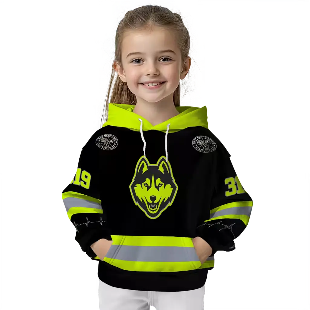 customized uconn huskies safety motif black neon green hoodie top rated customized uconn huskies safety motif black neon green hoodie top rated