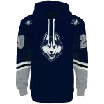 customized uconn huskies striped sleeves blue hoodie best selling