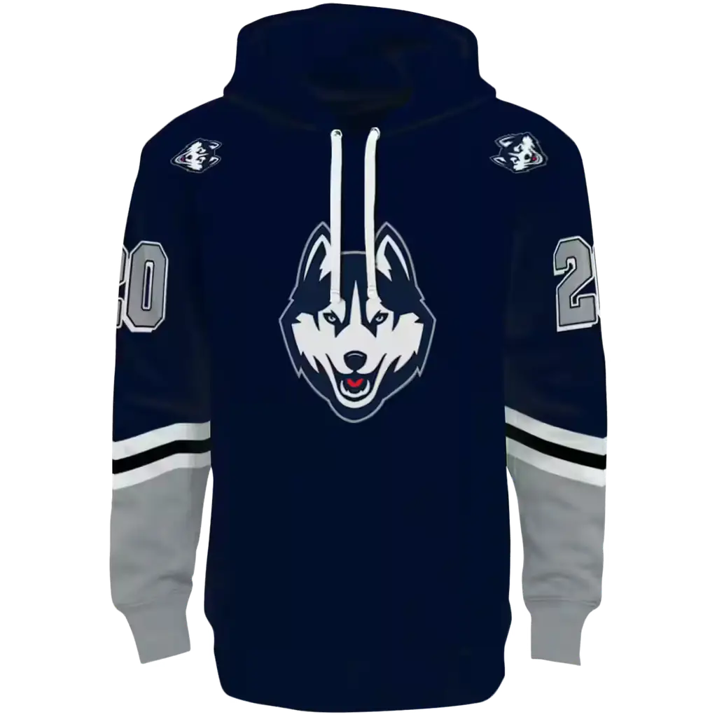 customized uconn huskies striped sleeves blue hoodie best selling customized uconn huskies striped sleeves blue hoodie best selling