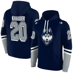 customized uconn huskies striped sleeves blue hoodie best selling