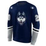customized uconn huskies striped sleeves blue hoodie best selling