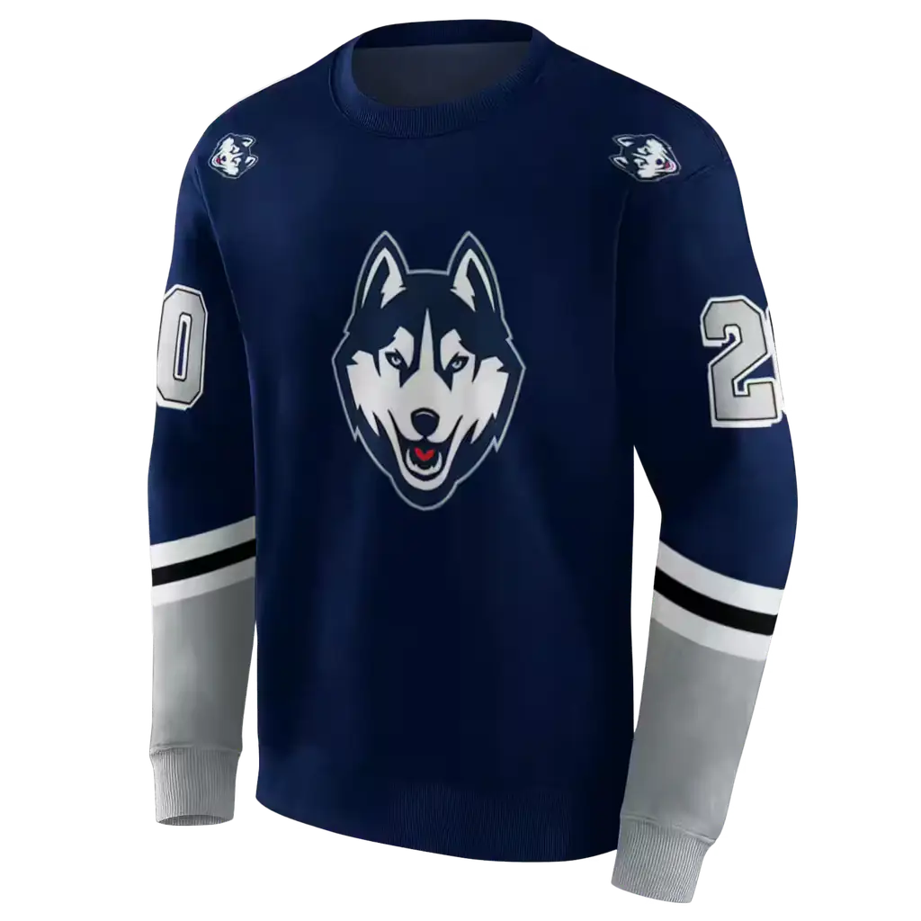 customized uconn huskies striped sleeves blue hoodie new arrival customized uconn huskies striped sleeves blue hoodie new arrival