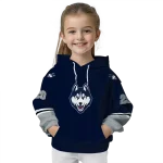 customized uconn huskies striped sleeves blue hoodie best selling