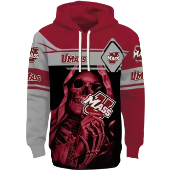 customized umass minutemen grim reaper red black hoodie best selling