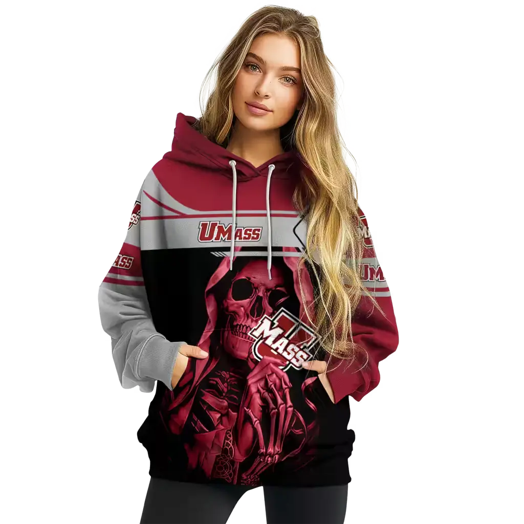 customized umass minutemen grim reaper red black hoodie high quality customized umass minutemen grim reaper red black hoodie high quality