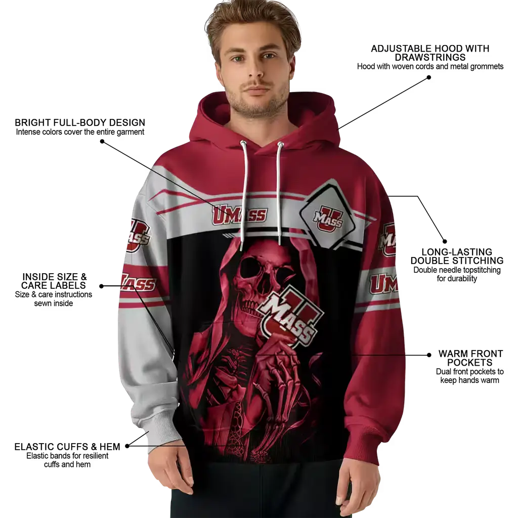 customized umass minutemen grim reaper red black hoodie latest model customized umass minutemen grim reaper red black hoodie latest model