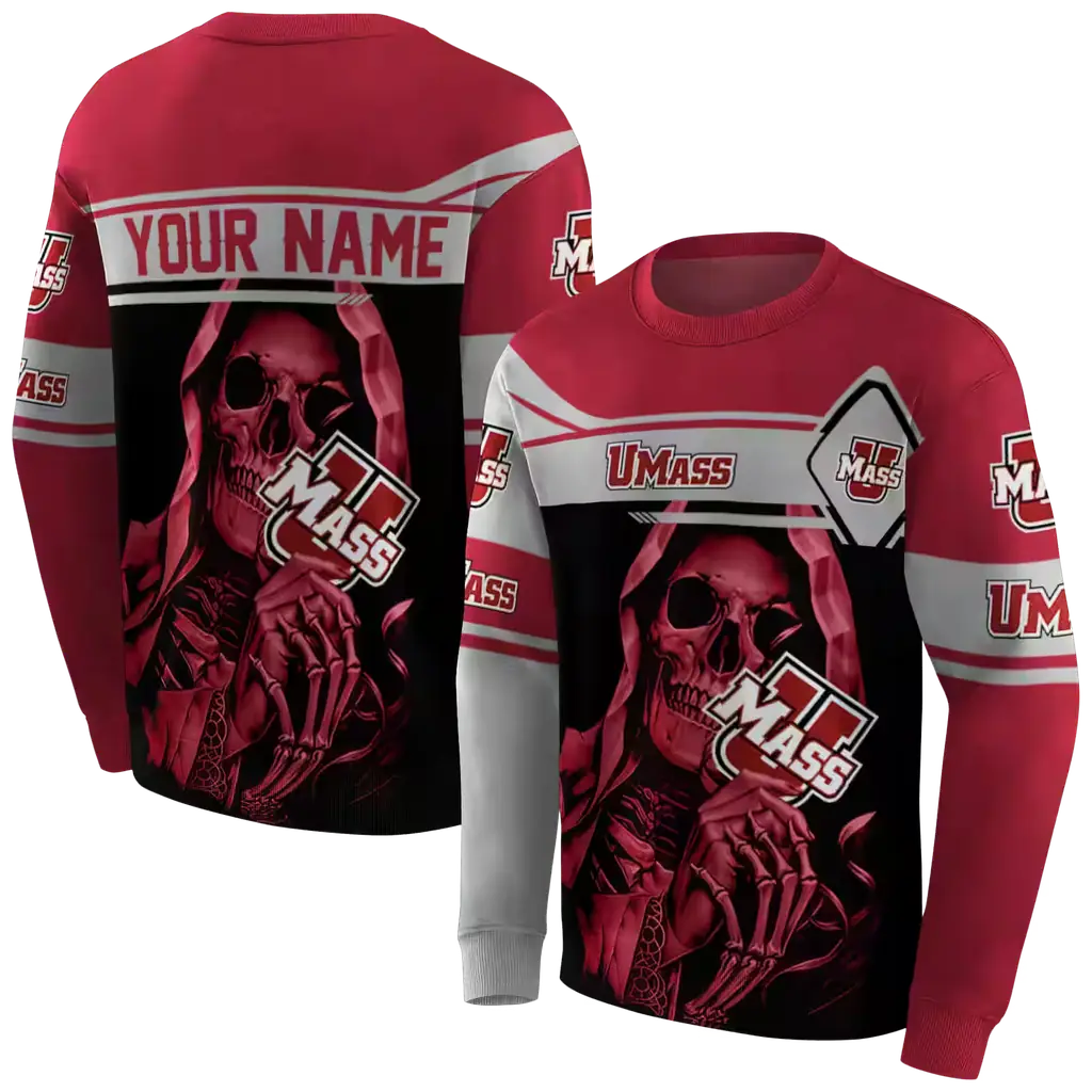 customized umass minutemen grim reaper red black hoodie premium grade customized umass minutemen grim reaper red black hoodie premium grade