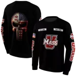 customized umass minutemen punisher skull black hoodie best selling