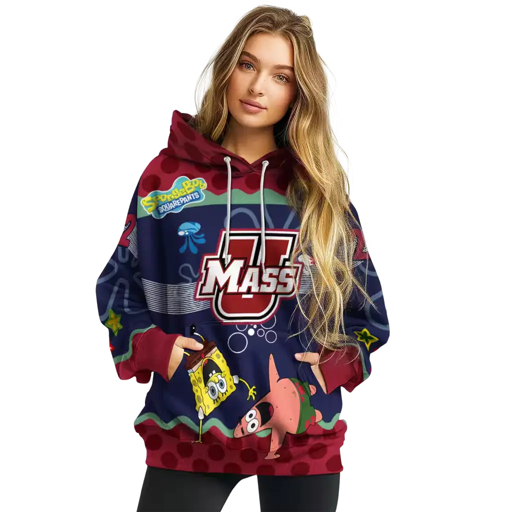 customized umass minutemen spongebob patrick star red navy hoodie high quality customized umass minutemen spongebob patrick star red navy hoodie high quality