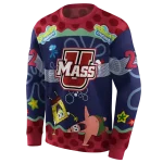 customized umass minutemen spongebob patrick star red navy hoodie best selling