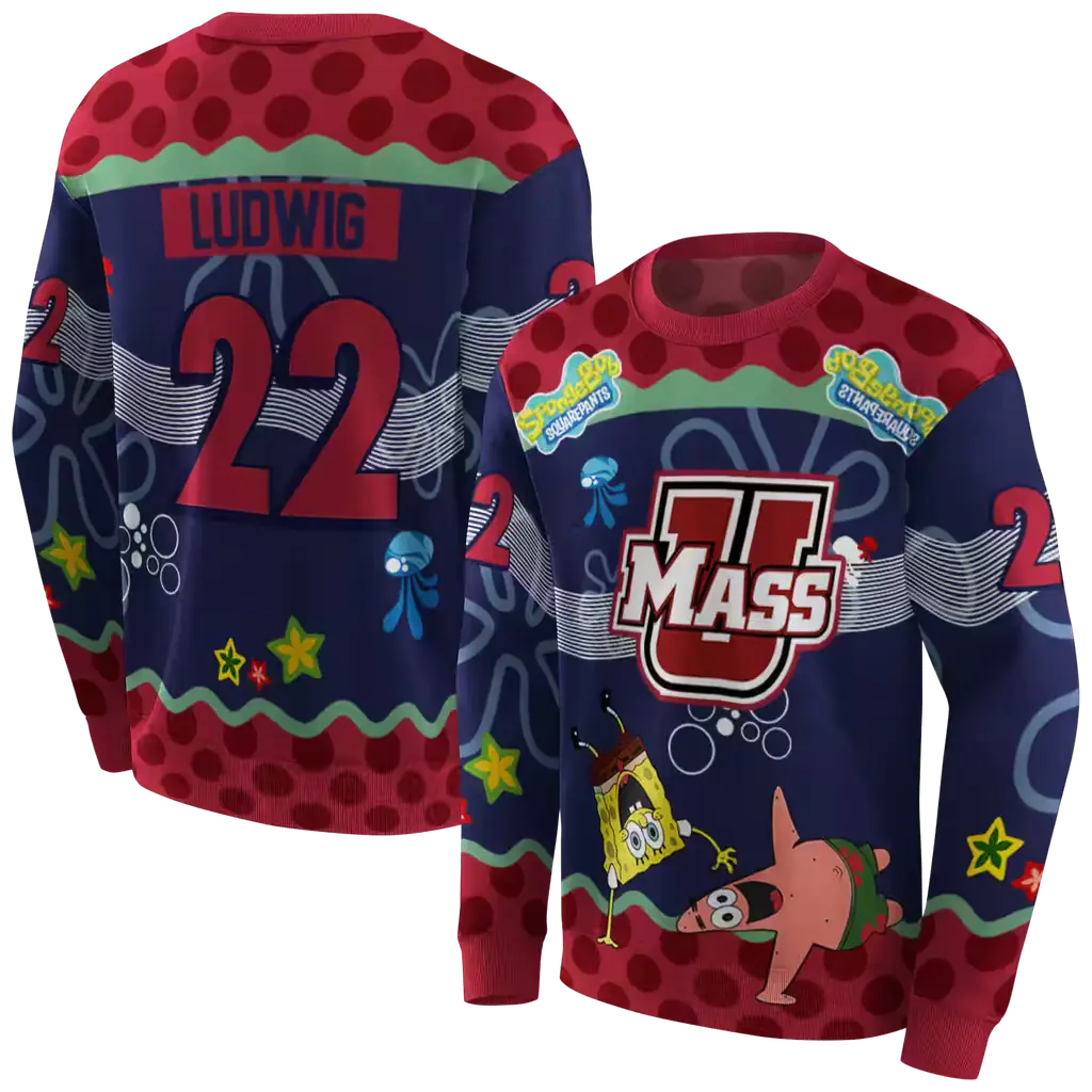 customized umass minutemen spongebob patrick star red navy hoodie premium grade customized umass minutemen spongebob patrick star red navy hoodie premium grade