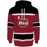customized umass minutemen striped pattern red hoodie best selling